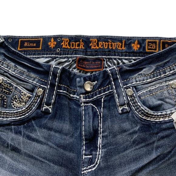 Rock Revival Rima Jeans Womens 26 Embellished Easy Skinny Leg Med Blue Denim NWT - Picture 11 of 16